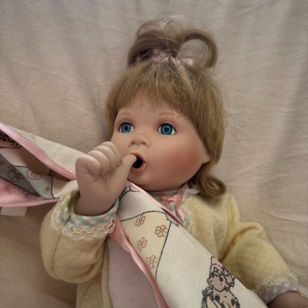 Vintage Baby Doll with Pink Ribbon and Lovey - Picture 3 of 7